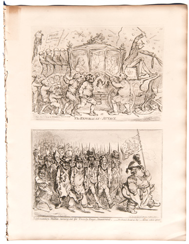 original James Gillray etchings The Republican Attack
Supplementary Militia, Turning Out for Twenty Days